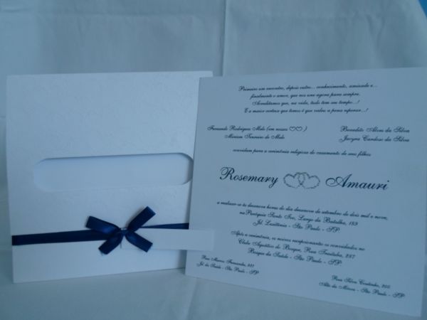 Convite de Casamento Branco e Azul
