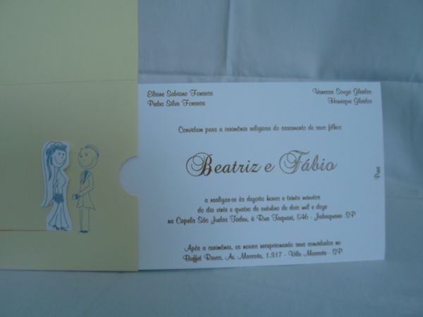 Convite de Casamento Puxadinho Creme