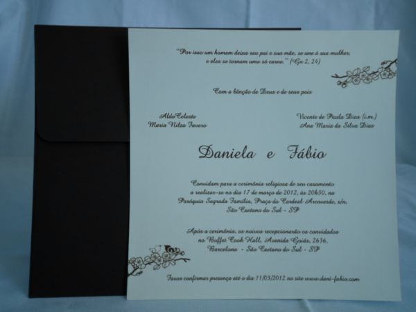 Convite de Casamento Marrom e Creme